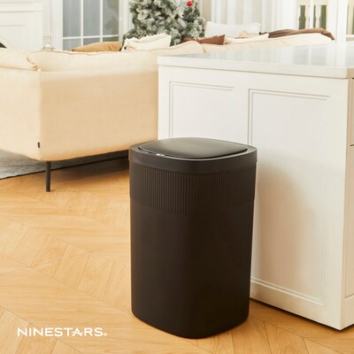 Nine Stars Stainless Steel Touch Tap & Motion Sensor Trash Can, 13.2 Gallon, Black (DZT-50-36BK)