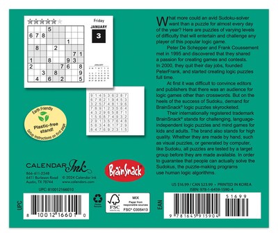 2025 Cal Ink Sudoku 6 x 5 Day-to-Day Desktop Box Calendar (9781645915904)