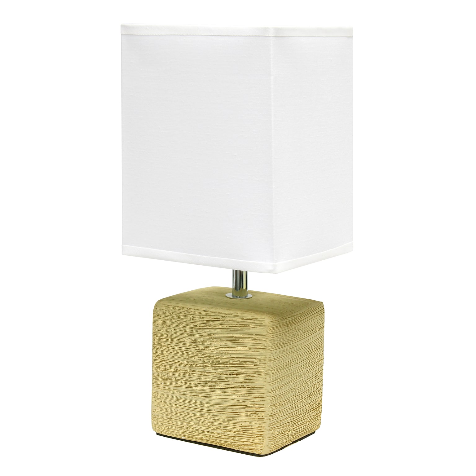 Simple Designs Petite Faux Stone Table Lamp Fabric Shade, Beige with White Shade (LT2072-BGE)