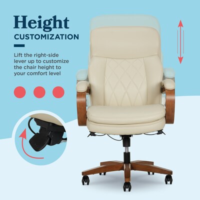 La-Z-Boy Colston Ergonomic Vegan Leather Swivel Executive Chair, Cream (60120-CRM)