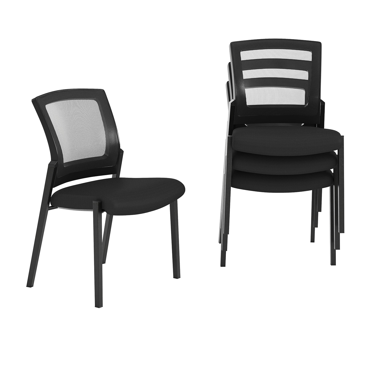 Flash Furniture Hercules Stackable Side Chairs, Black, 4/Pk (4HL0010W1BK)
