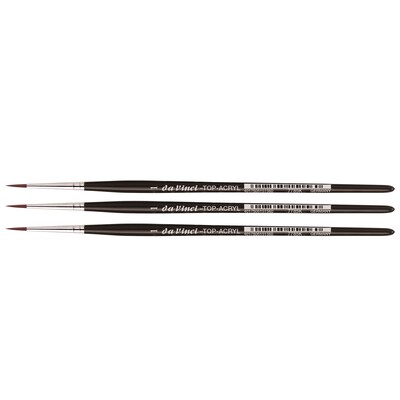 da Vinci TOP-ACRYL Oil and Acrylic Synthetic Bristle Red-Brown Round Brush, 3 Brushes/Pack (DVXVA7785K1-3)