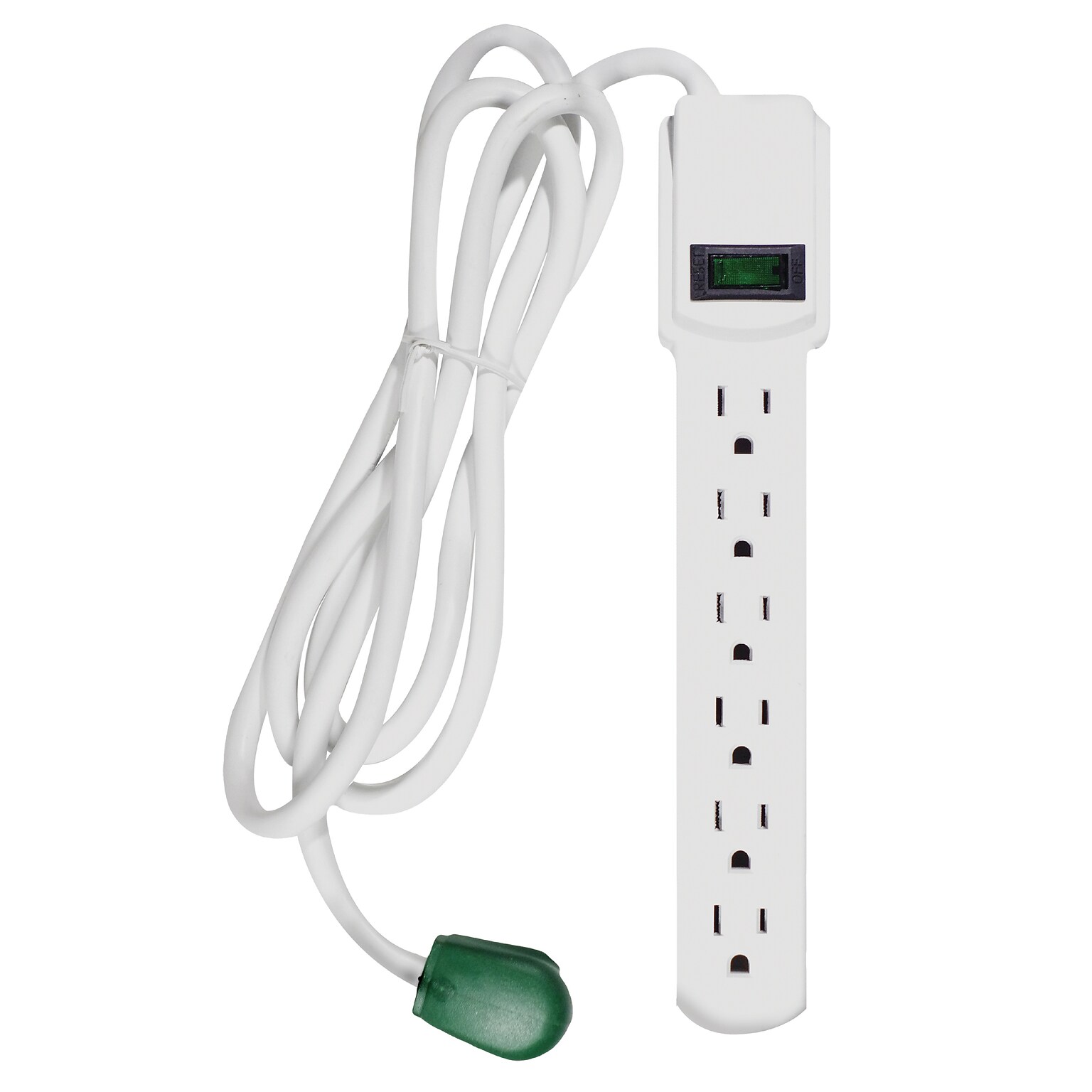 GoGreen Power 6 Outlet Surge Protector, 6 Cord, White (GG-16106MS)