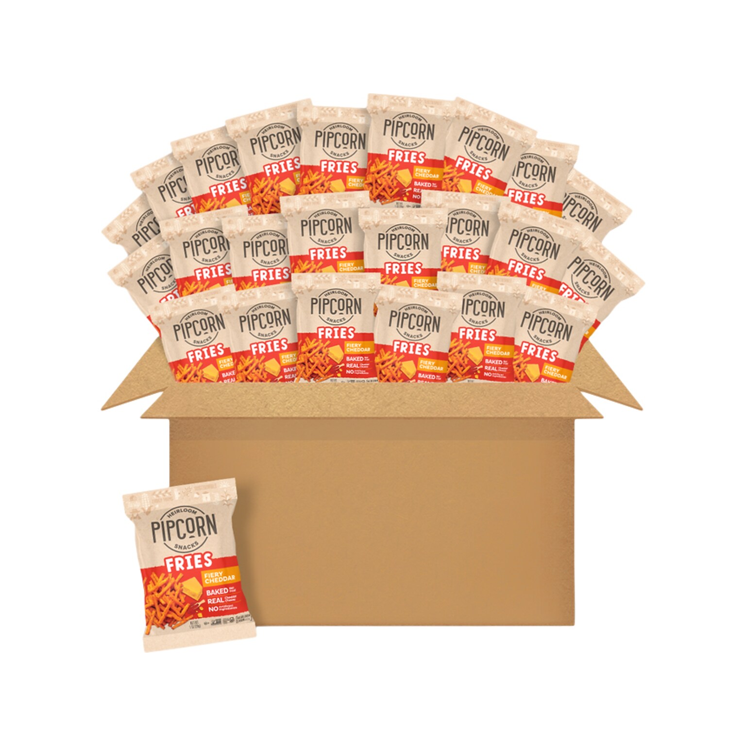 Pips Heirloom Snacks Gluten Free Fiery Cheddar Fries, 1 oz., 24 Bags/Carton (FRYFC10C24)