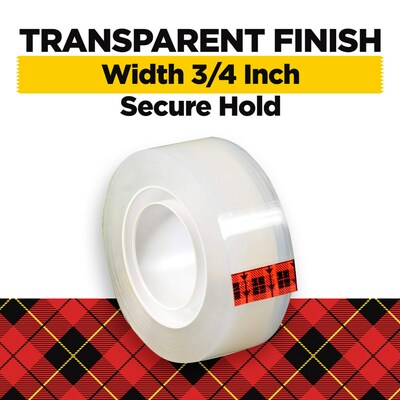 Scotch Transparent Clear Tape Refill, 0.75 x 36 yds., 1 Core, Clear (600-341296)