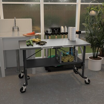 Cosco SmartFold Stainless Steel Folding Workbench, 600 lb. Capacity, Silver (66771DKG1E)