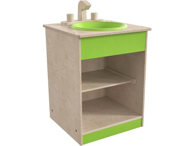 Flash Furniture Bright Beginnings 2-Section Children's Kitchen Sink with Integrated Storage, Brown/Green (MK-ME03515-GG)