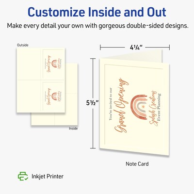 Avery Embossed General Use Note Cards, Matte Ivory, 60/Pack (08317)