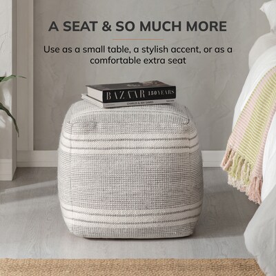 Anji Mountain Summit Stone Fabric Square Pouf Ottoman (AMBPF174-1616)