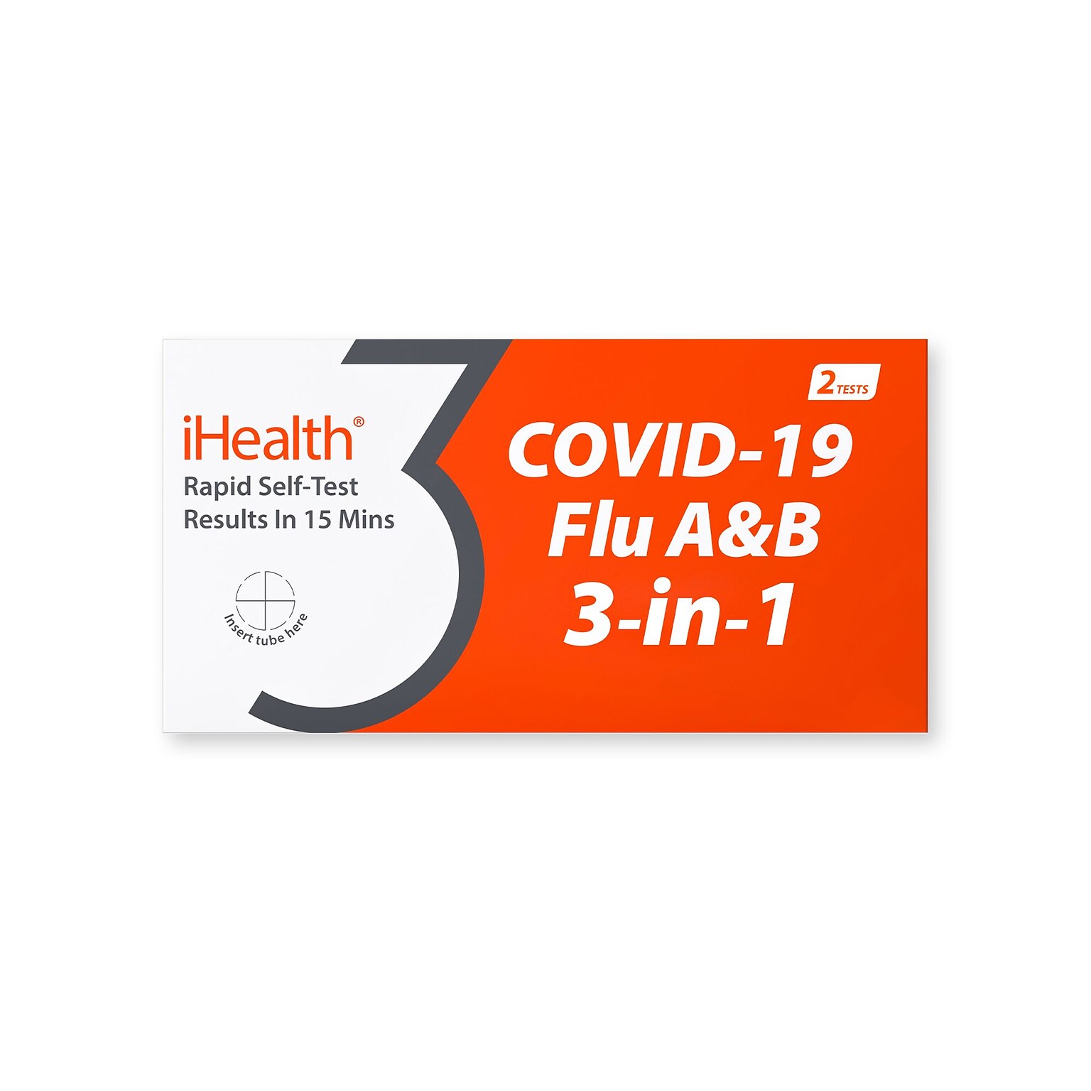 iHealth COVID-19/Flu A&B, 3-in-1 Antigen Rapid Test, Results in 15 Mins, 2 Tests/Pack, 96 Tests Total, 48 Packs (TBN203677)