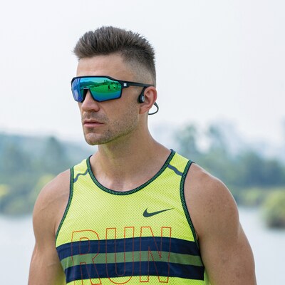 Mojawa Run Air/Mojo 2 Wireless Bone-Conduction Open-Ear Waterproof Headphones, Bluetooth, Black (RA-BK-GL-01)
