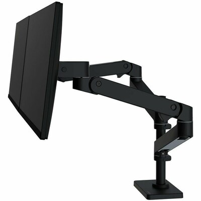 Ergotron LX Pro Adjustable Dual Monitor Desk Mount Arm, Up to 27, Black (45-690-292)