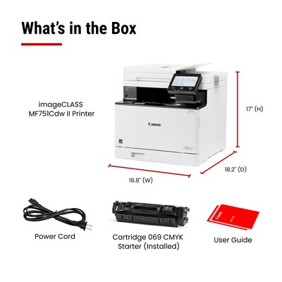 Canon imageCLASS MF751Cdw II Wireless Color All-In-One Laser Printer, Best for Office (7185C016)