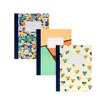 Carpe Diem Floral Love Composition Notebooks, 7.5 x 9.75, College-Ruled, 70 Sheet, Assorted Colors