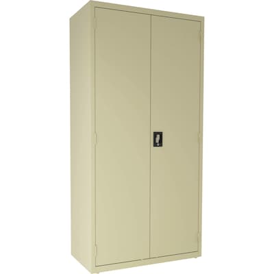 Lorell Fortress Series 72 Steel Janitorial Storage Cabinet With 4-Shelves, Putty (LLR00017)