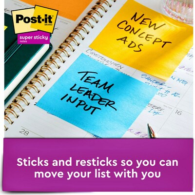 Post-it Full Adhesive Notes, 2" x 2", Energy Boost Collection, 25 Sheet/Pad, 8 Pads/Pack (F220-8SSAU)