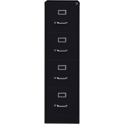 Lorell Fortress Series 4-Drawer Vertical File Cabinet, 15W x 26.5D x 52H, Black (LLR60191)