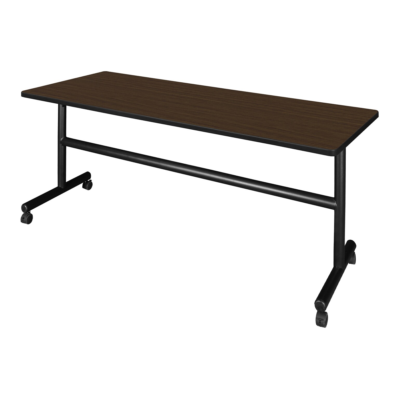 Regency Kobe Flip Top 72W x 24D Rectangular Training Room Table, Laminate, With Wheels, Neo Walnut (MKFT7224NW)