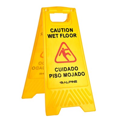 Alpine Industries Wet Floor Sign, 24H, Yellow, 5/Pack (499-5pk)