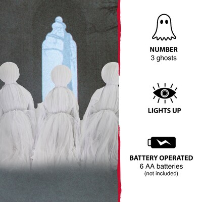 Haunted Hill Farm Light-up Ghost Trio (HHGHST-1STL)