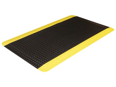 Crown Mats Workers-Delight Deck Plate Supreme Anti-Fatigue Mat, 36 x 60, Black/Yellow (WD 1235YB)