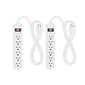 Staples 6-Outlet Power Strip, 15 Cord, White, 2/Pack (42321)