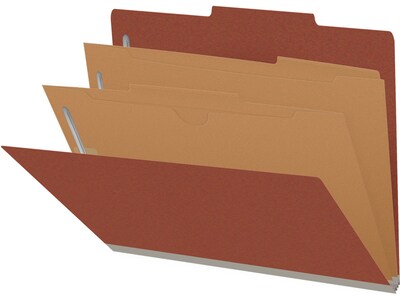 Medical Arts Press Pressboard Classification Folder, 2 Dividers, 2 Expansion, Letter Size, Red, 10/Box (DV-T42-26-3RED-PKT)