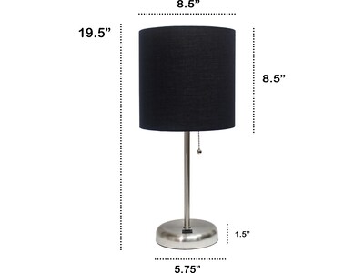 Creekwood Home Oslo LED Table Lamp, Brushed Steel/Black (CWT-2012-BK)