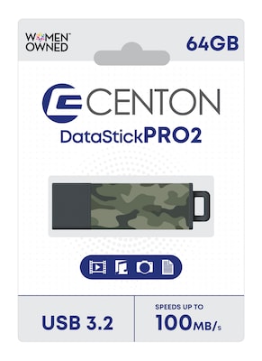 Centon DataStick Pro2 64GB USB 3.2 Type A Flash Drive, Camo (C1U3T279B64G.25)