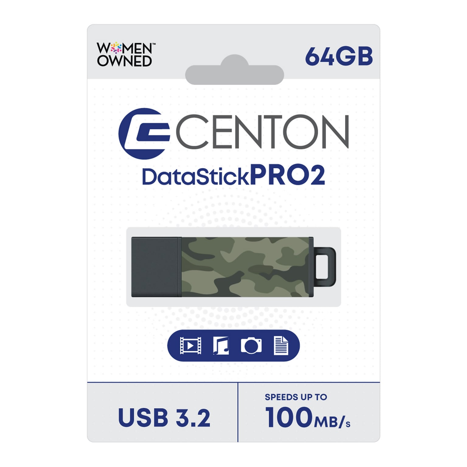 Centon DataStick Pro2 64GB USB 3.2 Type A Flash Drive, Camo (C1U3T279B64G.25)
