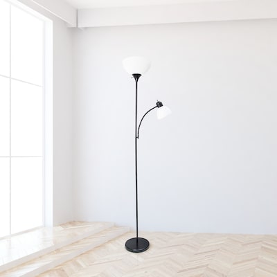 Simple Designs 71.5" Floor Lamp with Dome Shades, Black, 2/Pack (LF2000-BLK-2PK)