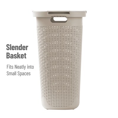 Mind Reader Plastic Laundry Hamper with Lid, Ivory (60HAMP-IVO)