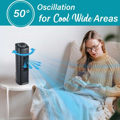 Brentwood 14-inch 3-Speed Oscillating Tower Fan, Black (BTWF14TBK)