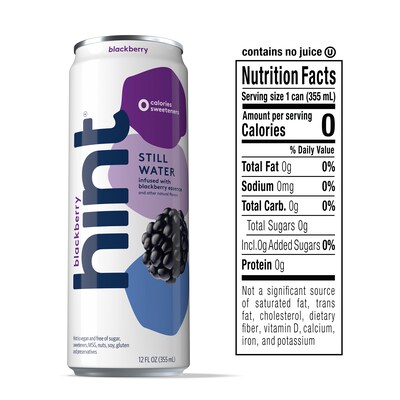 Hint Blueberry Lemon Flavored Purified Water, 12 fl. oz., 12 Cans/Pack (HINTBLULEMCAN12)