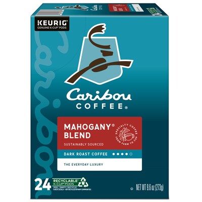 Caribou Mahogany Blend Coffee Keurig® K-Cup® Pods, Dark Roast, 0.40 oz., 24/Box (6990)