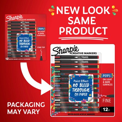 Sharpie Creative Markers Liquid Ink Markers, Fine Tip, Assorted, 12/Pack (2212829)