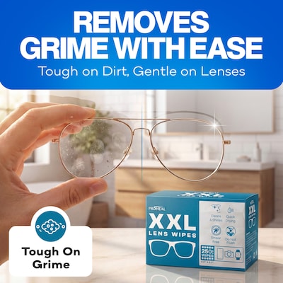 ProHeal XXL Lens Wipes, 9.8" x 6.7" Eye Glasses Cleaner Wipes for Lenses & Display Screens, 250 Count (PH-16004H)