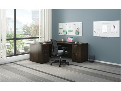 HON Mod 66W L-Shaped Double-Pedestal Desk, Java Oak (HLPL6672LDESKJA1)