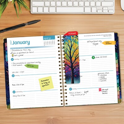 2027 Excello Brands Fashion Planner 8.5 x 11 Calendar Year Weekly & Monthly, Hardcover, Black Tree Seasons