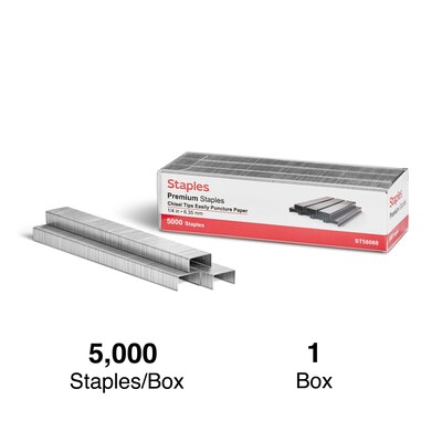 Staples Premium Staples, 1/4" Leg Length, 5000/Box (TR58088)