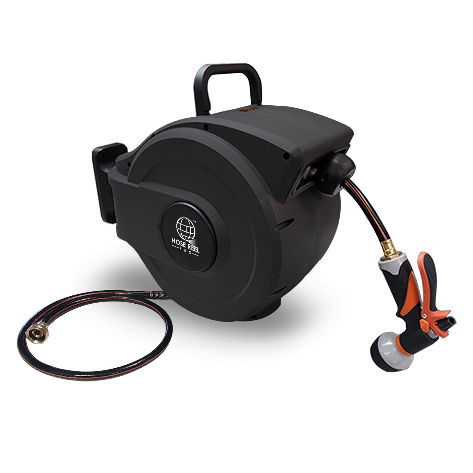 Hose Reel Pro Heavy Duty Retractable Garden Hose Reel, 1/2 x 50, Black (GHR-1/2-BK-50)