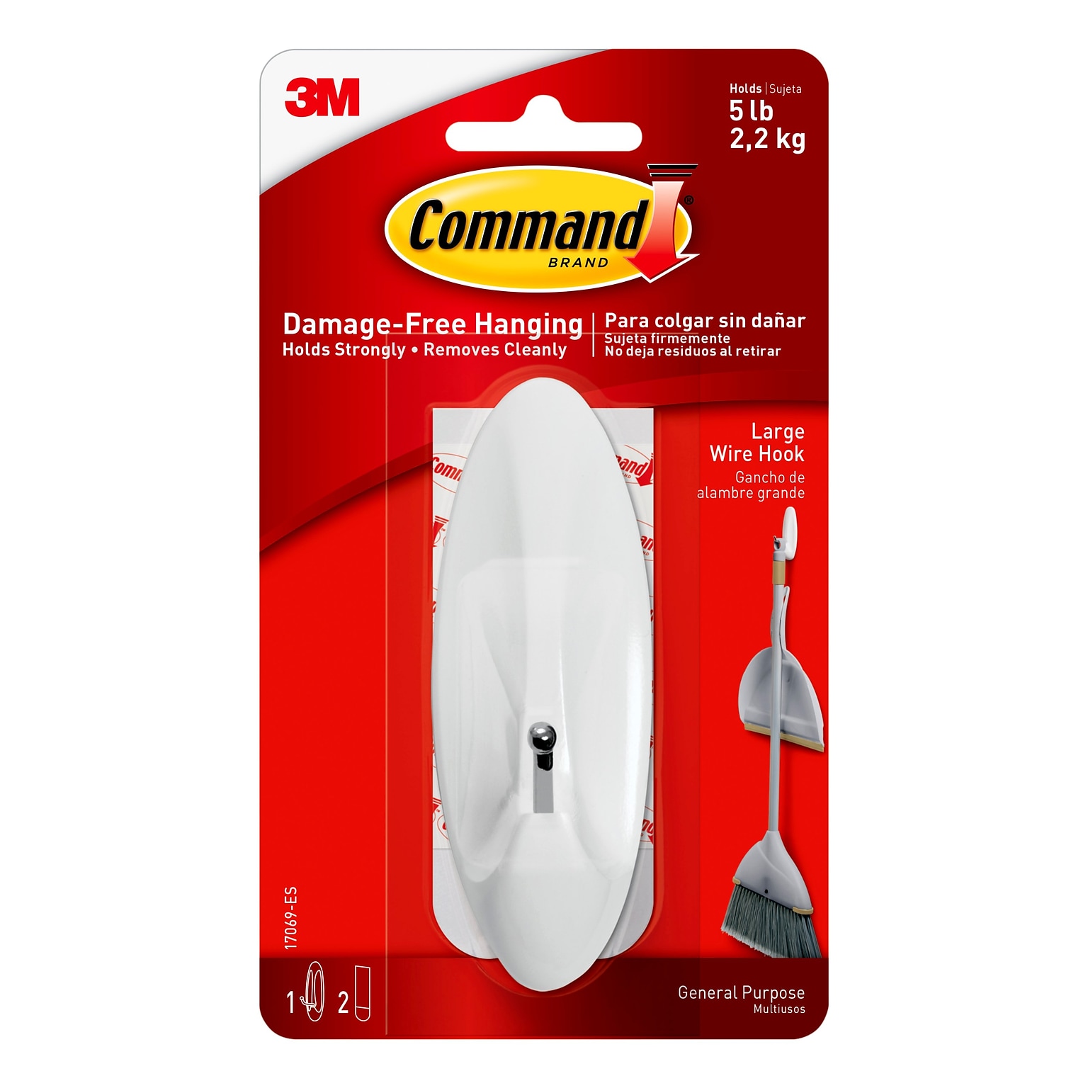 Command Large Wire Hook, 5 lb., White (17069-ES)