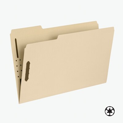 Pendaflex 100% Recycled Reinforced File Folder, 1/3-Cut Tab, Legal Size, Paper Stock, Manila, 50/Box (29537R)