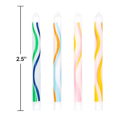 Creative Converting Wave Print Birthday Candles, Multicolor, 240/Pack (365116)