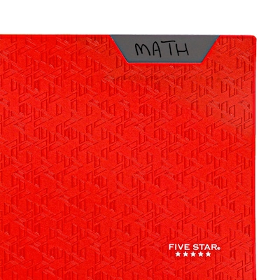 Five Star Stay Put  3-Hole Punched 2 Pocket Plastic Folder, Fire Red (333420D-ECM26)