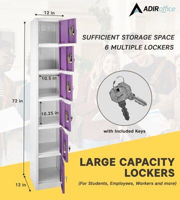 AdirOffice 72'' 6-Tier Purple Storage Locker, 4/Pack (629-206-PUR-4PK)