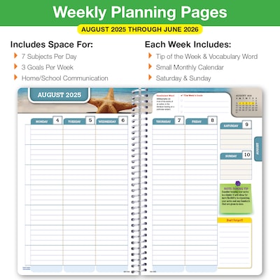 2025-2026 Global Printed Products White Brick 5.5" x 8.5" Academic Weekly & Monthly Planner,  Paper Cover