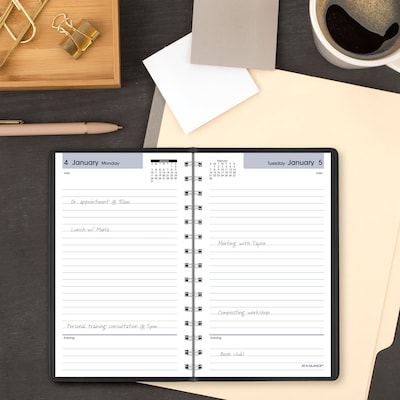 2027 AT-A-GLANCE DayMinder 5" x 8" Daily Planner, Faux Leather Cover, Black (SK46-00-27)