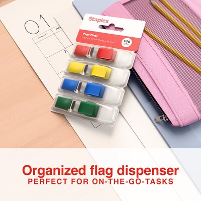 Staples Stickies® 1/2" Flags with Pop-Up Dispenser, Each (14109)