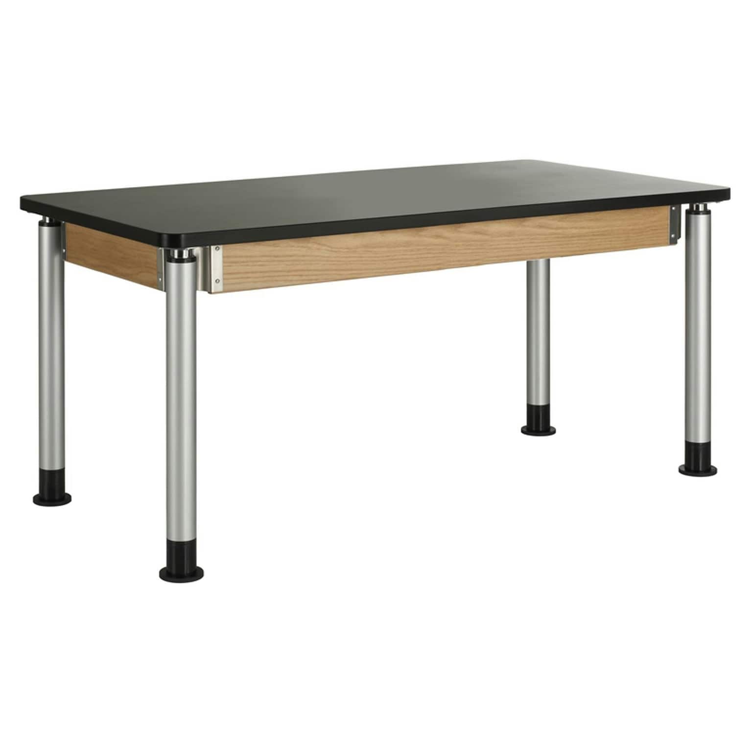 Diversified Woodcrafts Uplift! Hybrid ADA Rectangular Science Table, 60 x 30, Height Adjustable, Black/Oak (P8141K)